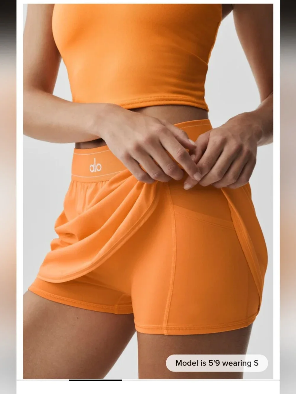 ALO Yoga Match Point Tennis Skirt in Satsuma Breeze Orange 🧡 💯 Authentic